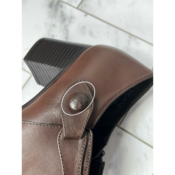 Covington Loafers Womens Shoes Sz 9.5 Brown Leather Block Heel Y2K Retro Regency - Picture 5 of 12
